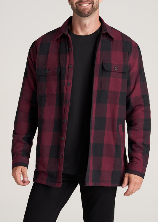       American-Tall-Men-LJ-Sherpa-Lined-WorkJacket-BlackSumacRedPlaid-front