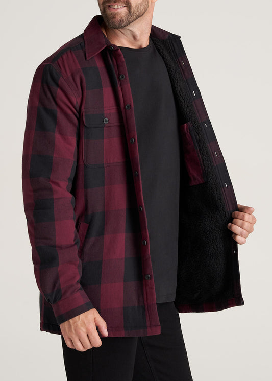         American-Tall-Men-LJ-Sherpa-Lined-WorkJacket-BlackSumacRedPlaid-side