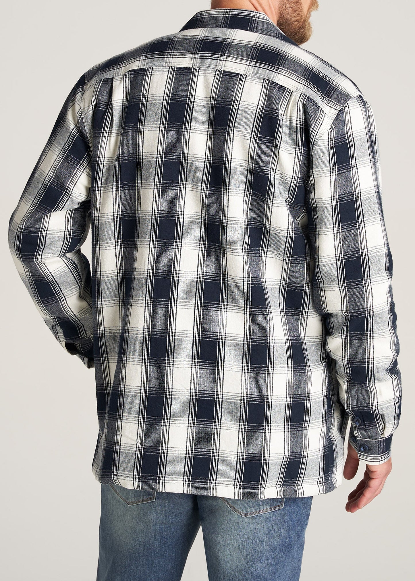    American-Tall-Men-LJ-Sherpa-Lined-WorkJacket-MidnightNavyEcruPlaid-back