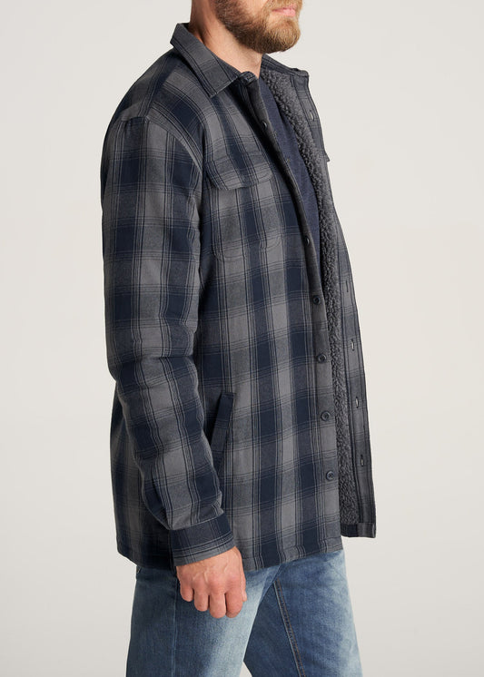     American-Tall-Men-LJ-Sherpa-Lined-WorkJacket-MidnightNavyMediumGreyPlaid-side