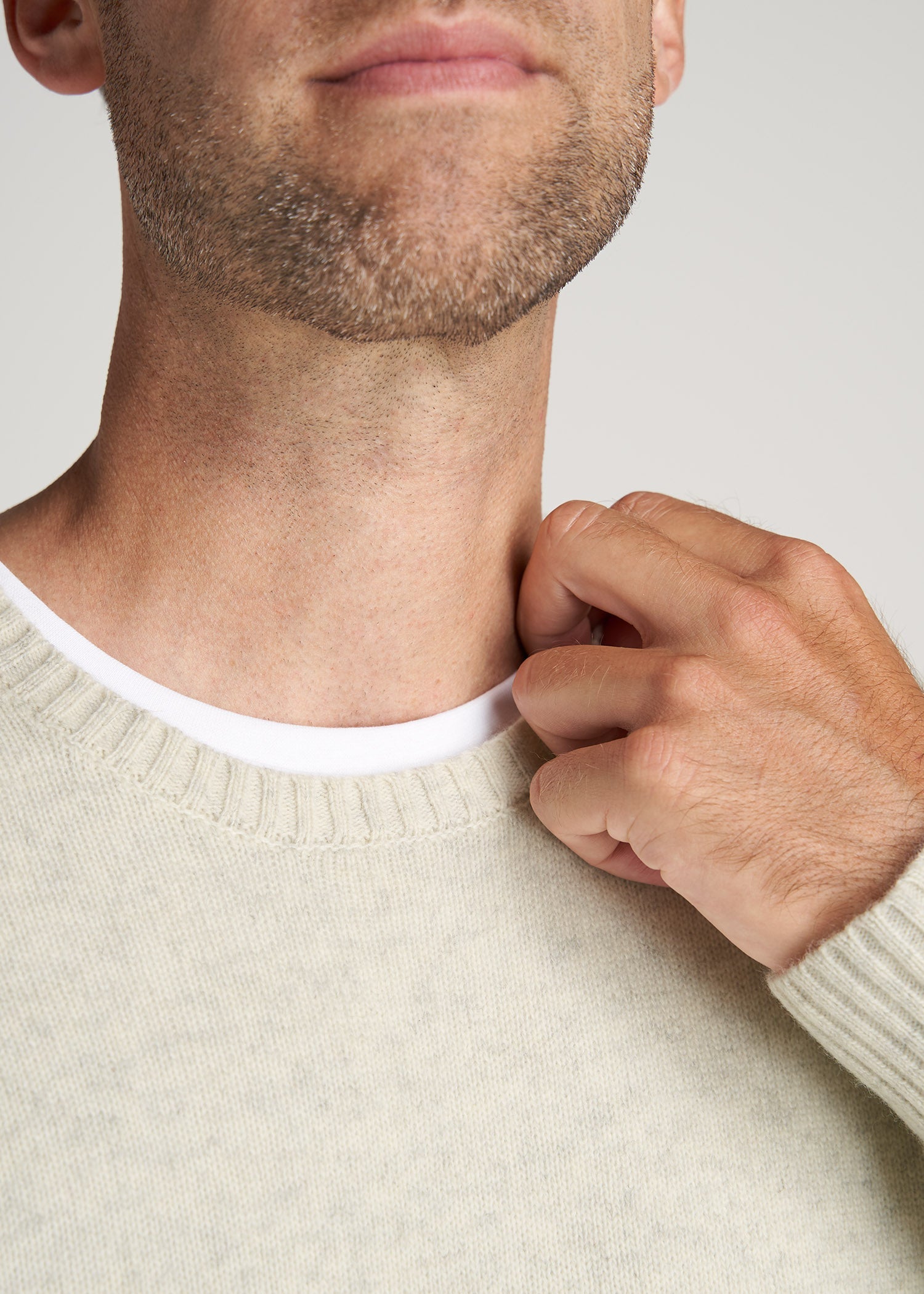 American-Tall-Men-LJ-Wool-Sweater-StoneMix-detail
