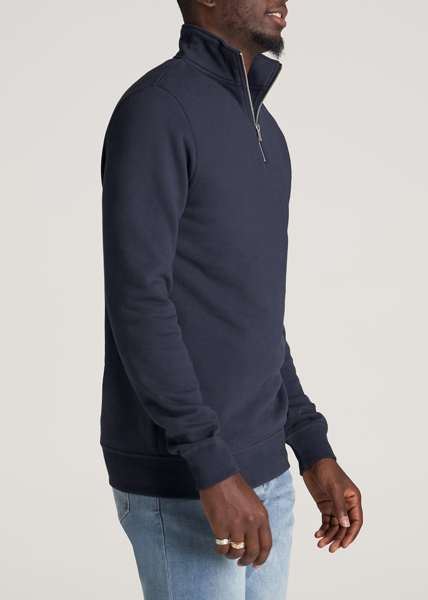     American-Tall-Men-Mens-8020-Fleece-1-4Zip-Sweatshirt-Navy-side