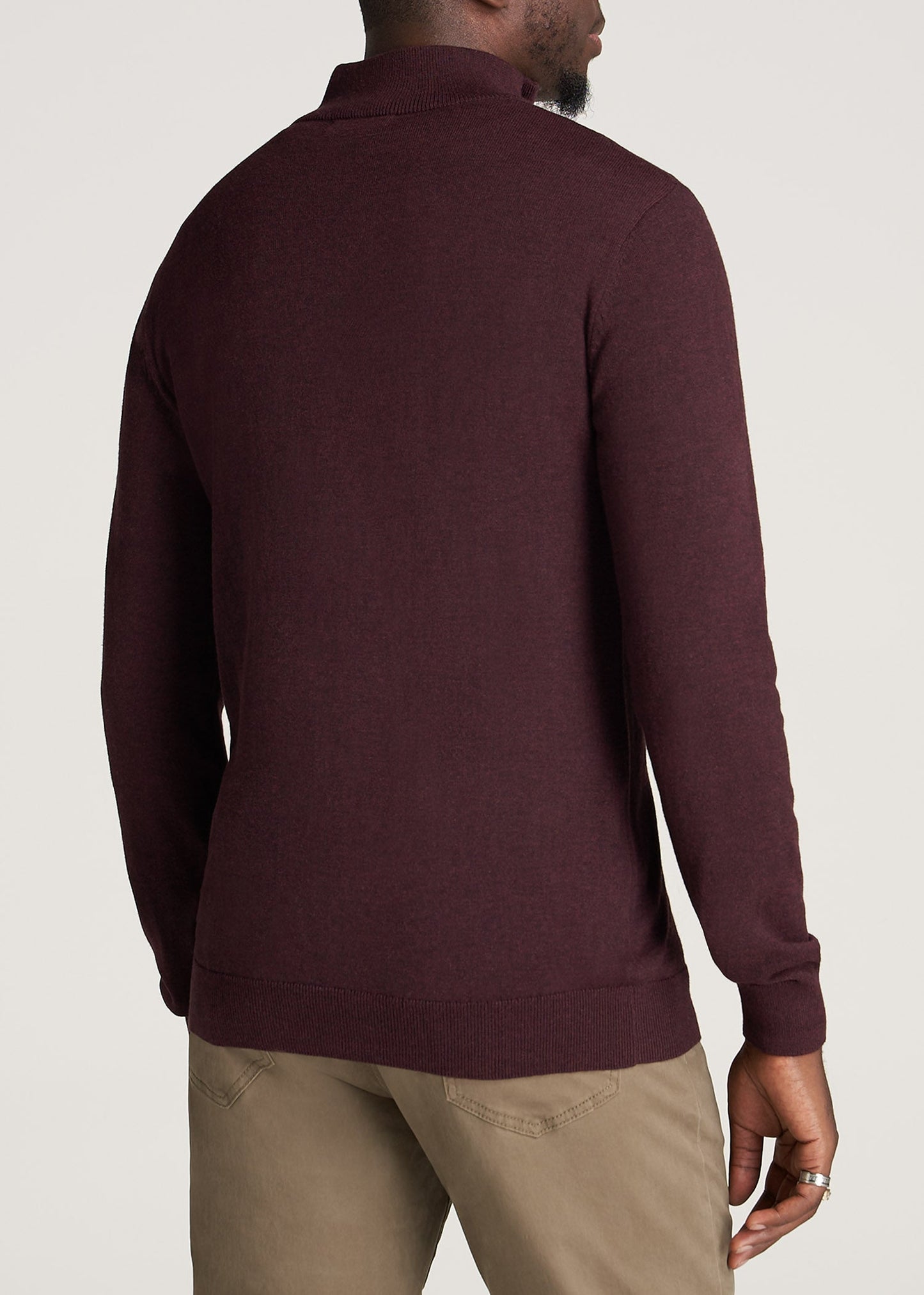    American-Tall-Men-Mens-EveryDay-QuarterZip-Sweater-BurgundyMix-back