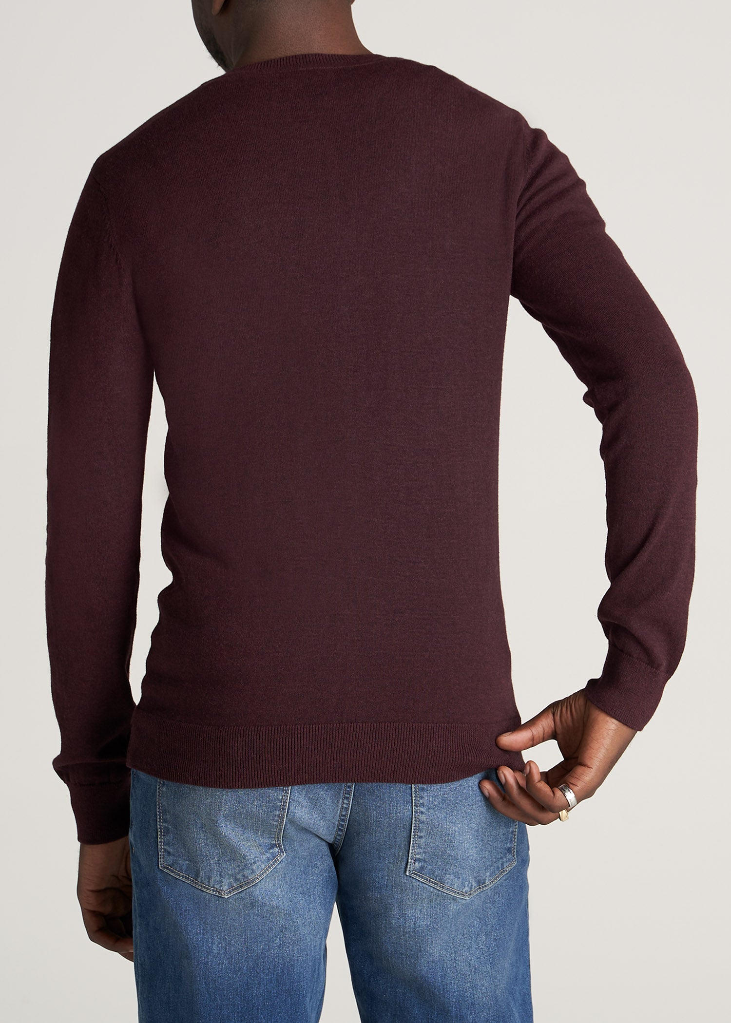 American-Tall-Men-Mens-EveryDay-VNeck-Sweater-BurgundyMix-back