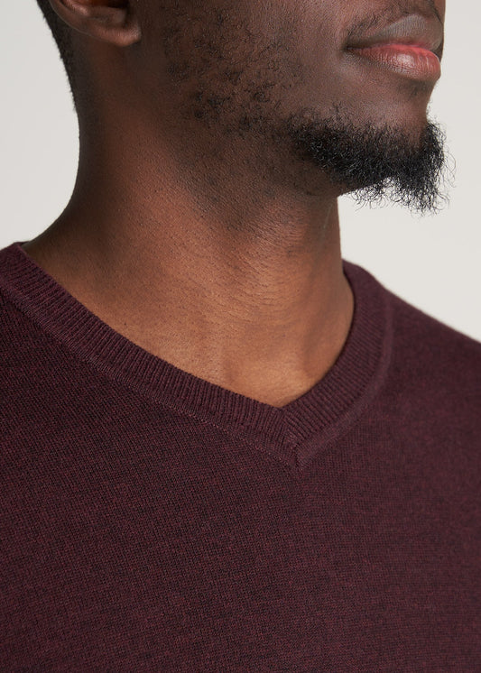 American-Tall-Men-Mens-EveryDay-VNeck-Sweater-BurgundyMix-detail