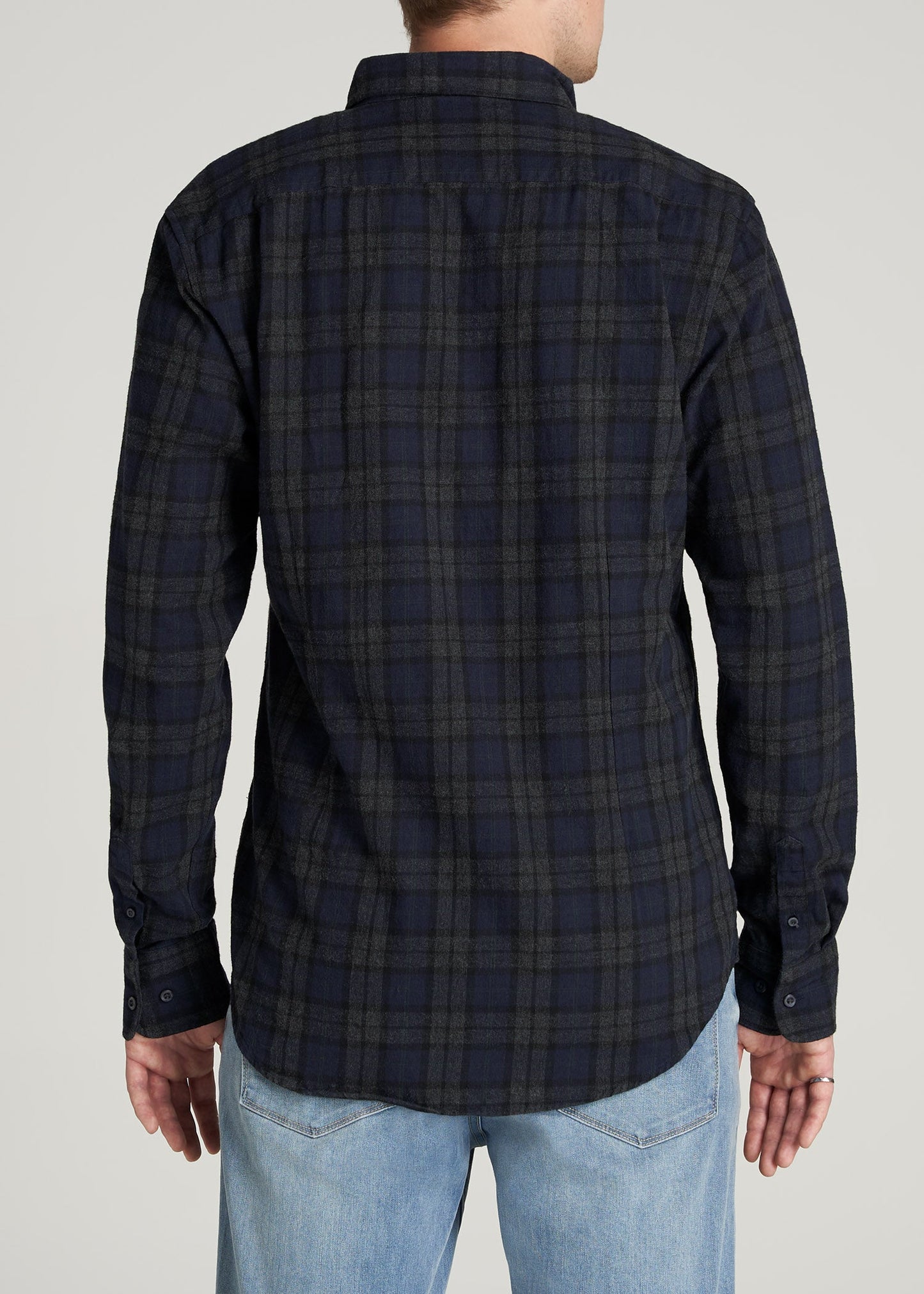       American-Tall-Men-Nelson-ButtonDown-Shirt-CharcoalMelangeNavyPlaid-back