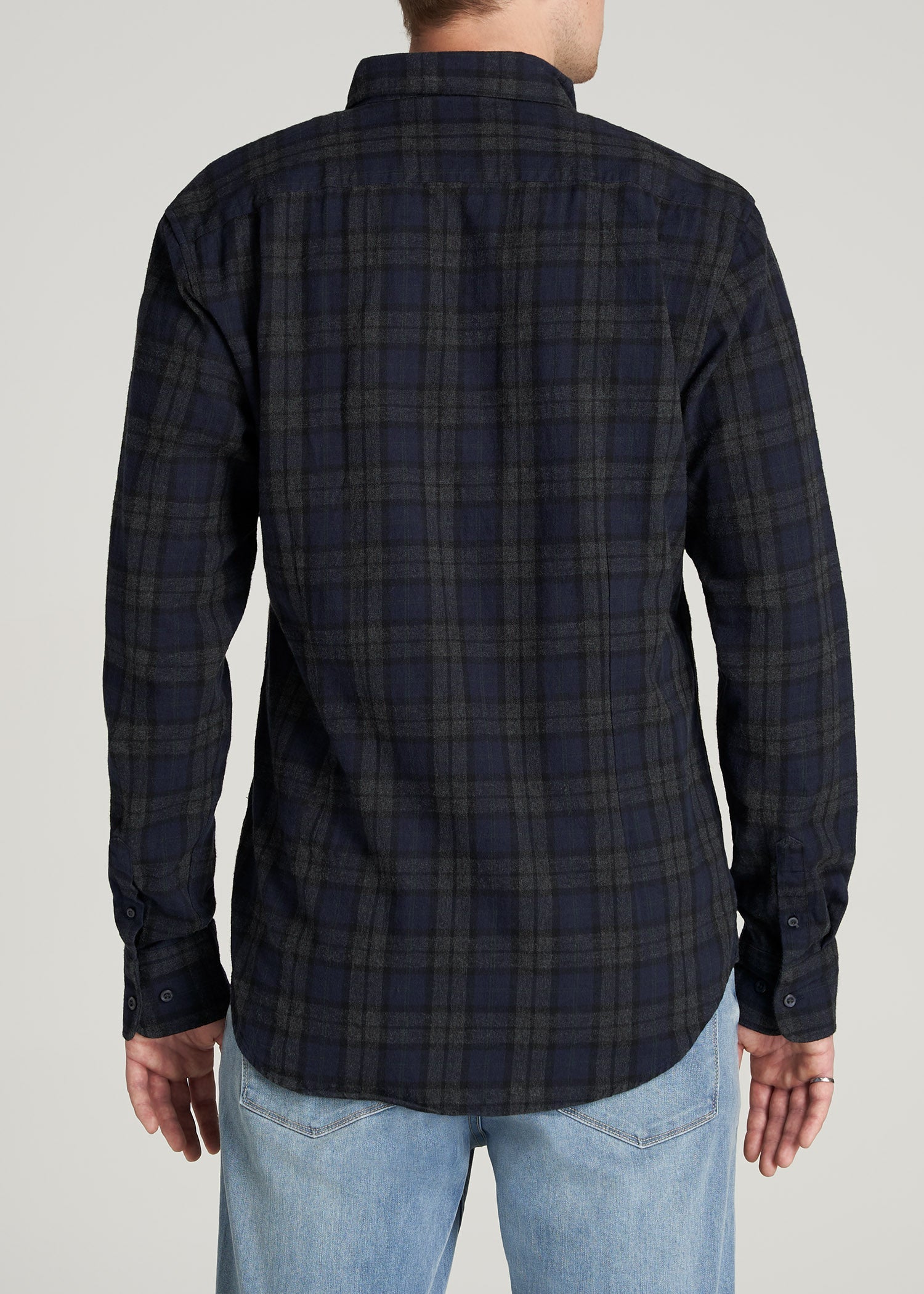       American-Tall-Men-Nelson-ButtonDown-Shirt-CharcoalMelangeNavyPlaid-back