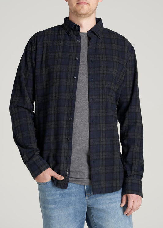        American-Tall-Men-Nelson-ButtonDown-Shirt-CharcoalMelangeNavyPlaid-front