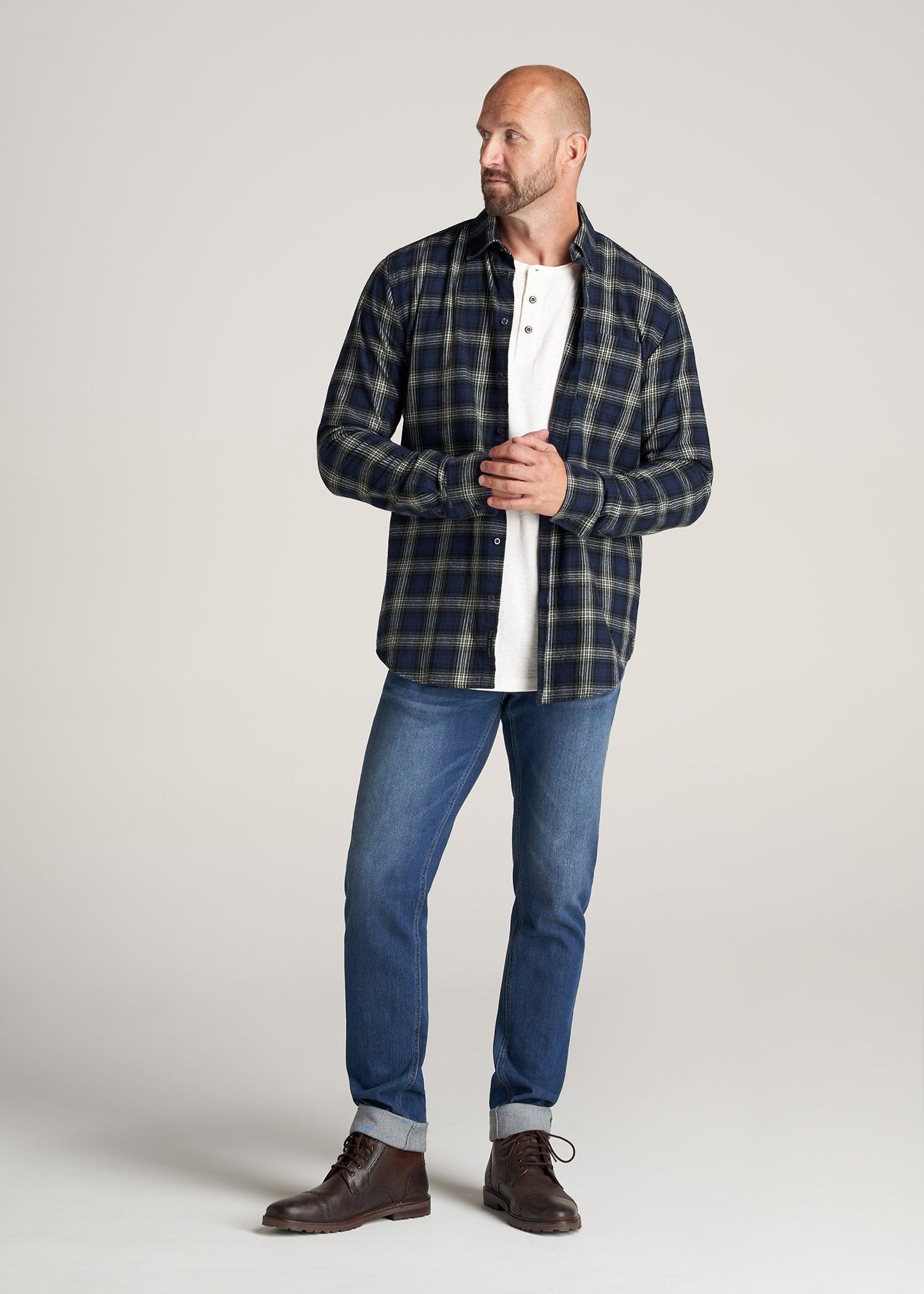     American-Tall-Men-Nelson-ButtonDown-Shirt-Navy-green-full