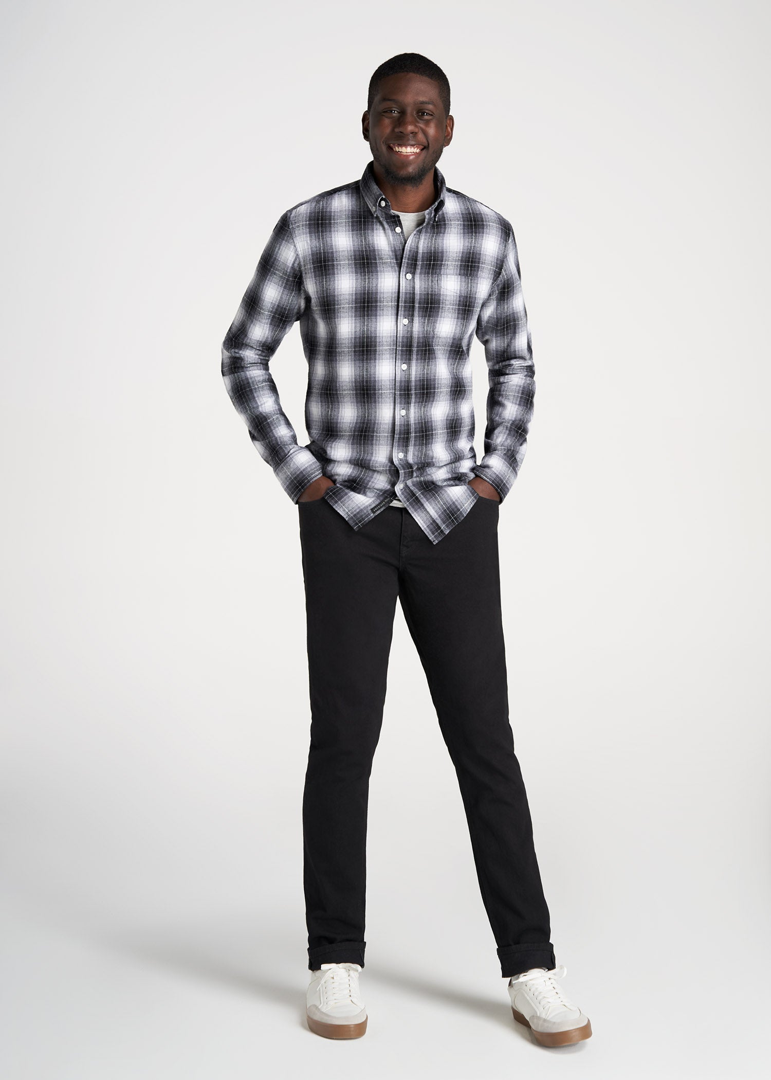     American-Tall-Men-Nelson-ButtonDown-Shirt-WhiteBluePlaid-full