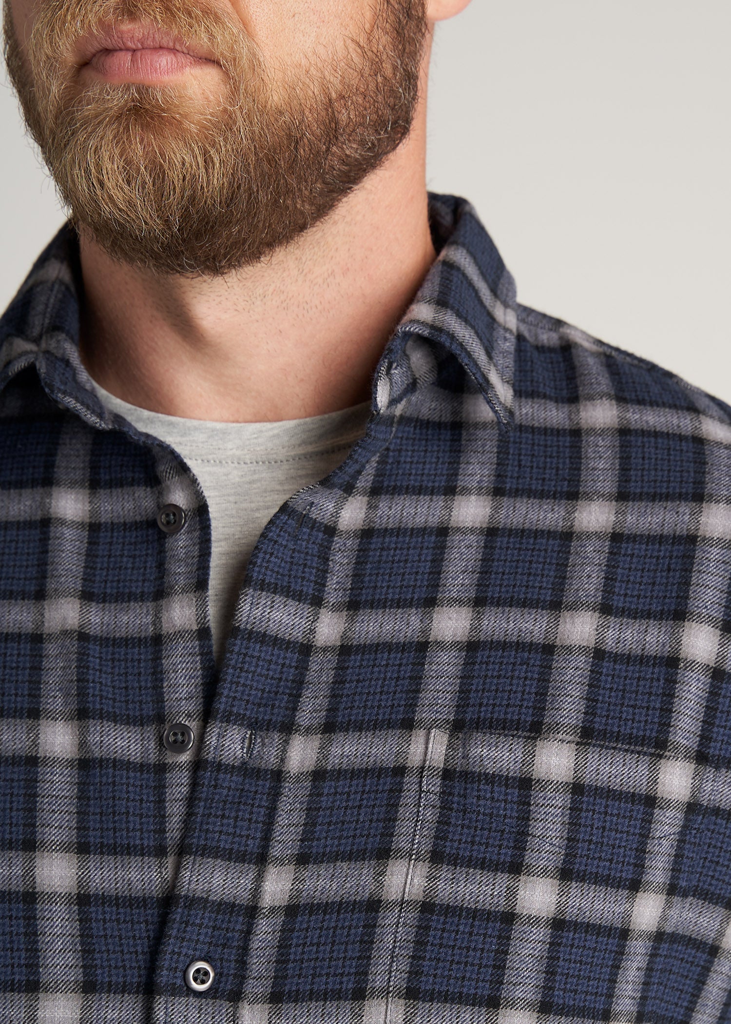 American-Tall-Men-Nelson-Flannel-GreyNavy-detail