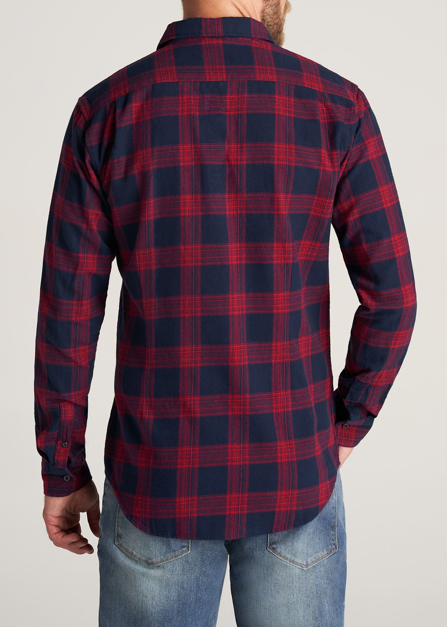    American-Tall-Men-Nelson-Flannel-RedNavy-back