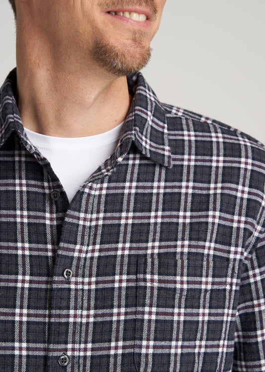    American-Tall-Men-Nelson-FlannelShirt-MaroonGreyPlaid-detail
