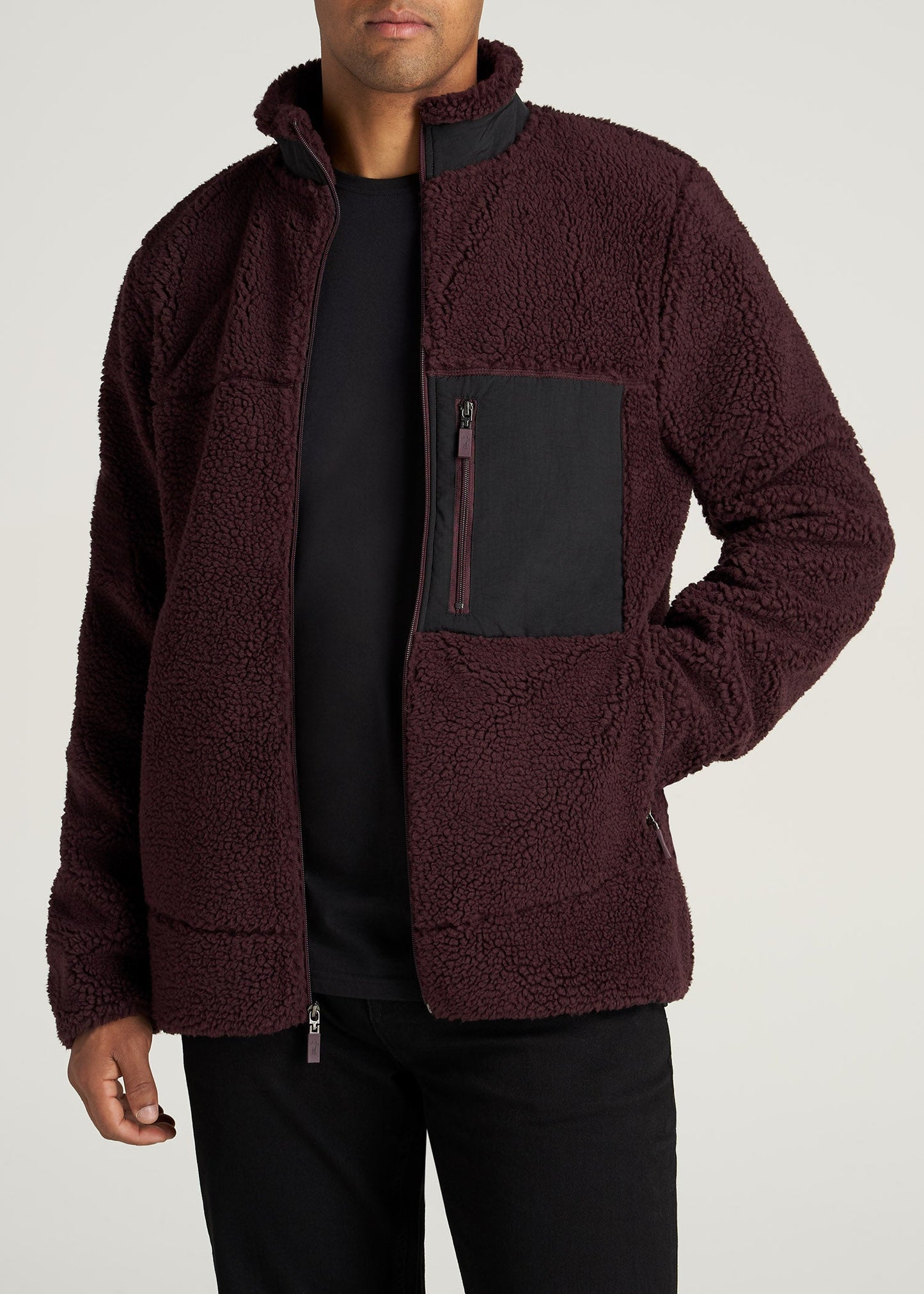    American-Tall-Men-PolarFleece-ZipUp-Jacket-RumRaisin-front