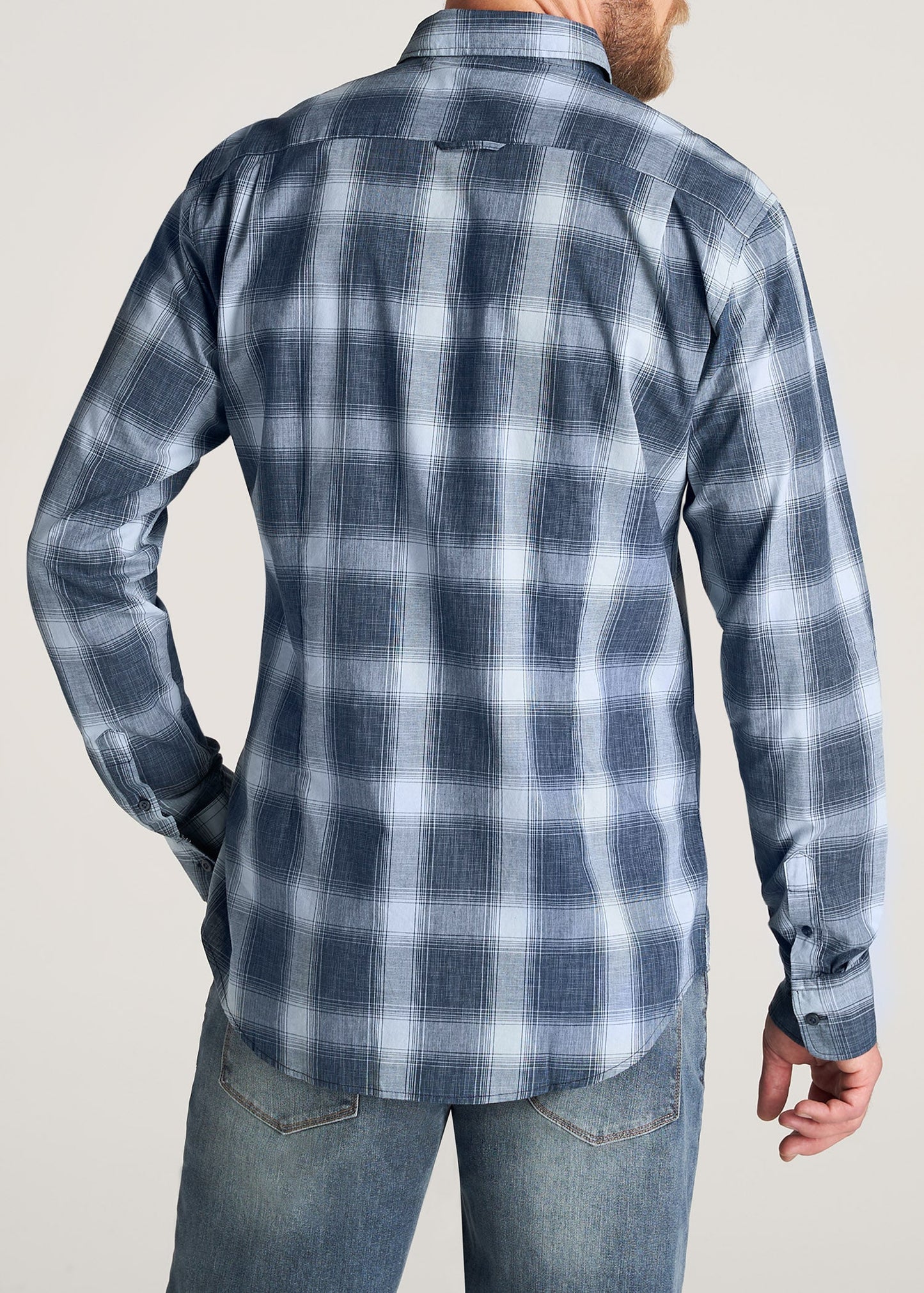    American-Tall-Men-SoftWash-Tall-ButtonUp-Shirt-BluesPlaid-back