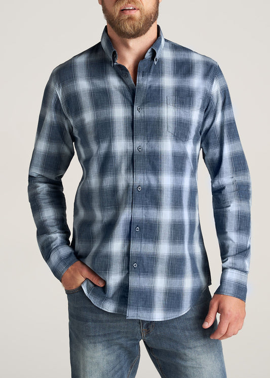     American-Tall-Men-SoftWash-Tall-ButtonUp-Shirt-BluesPlaid-front