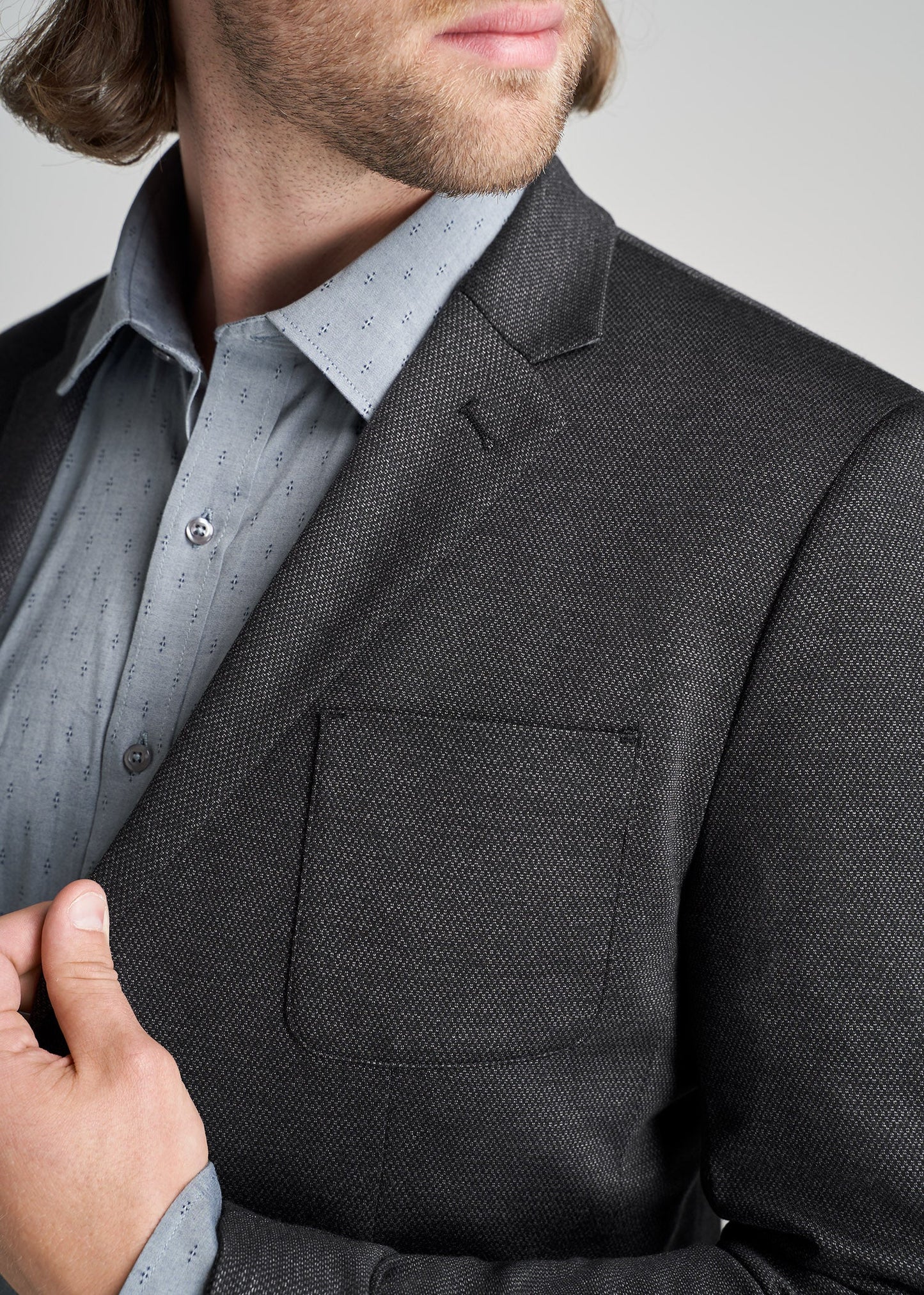 American-Tall-Men-Tall-Blazer-BlackSilverMix-detail