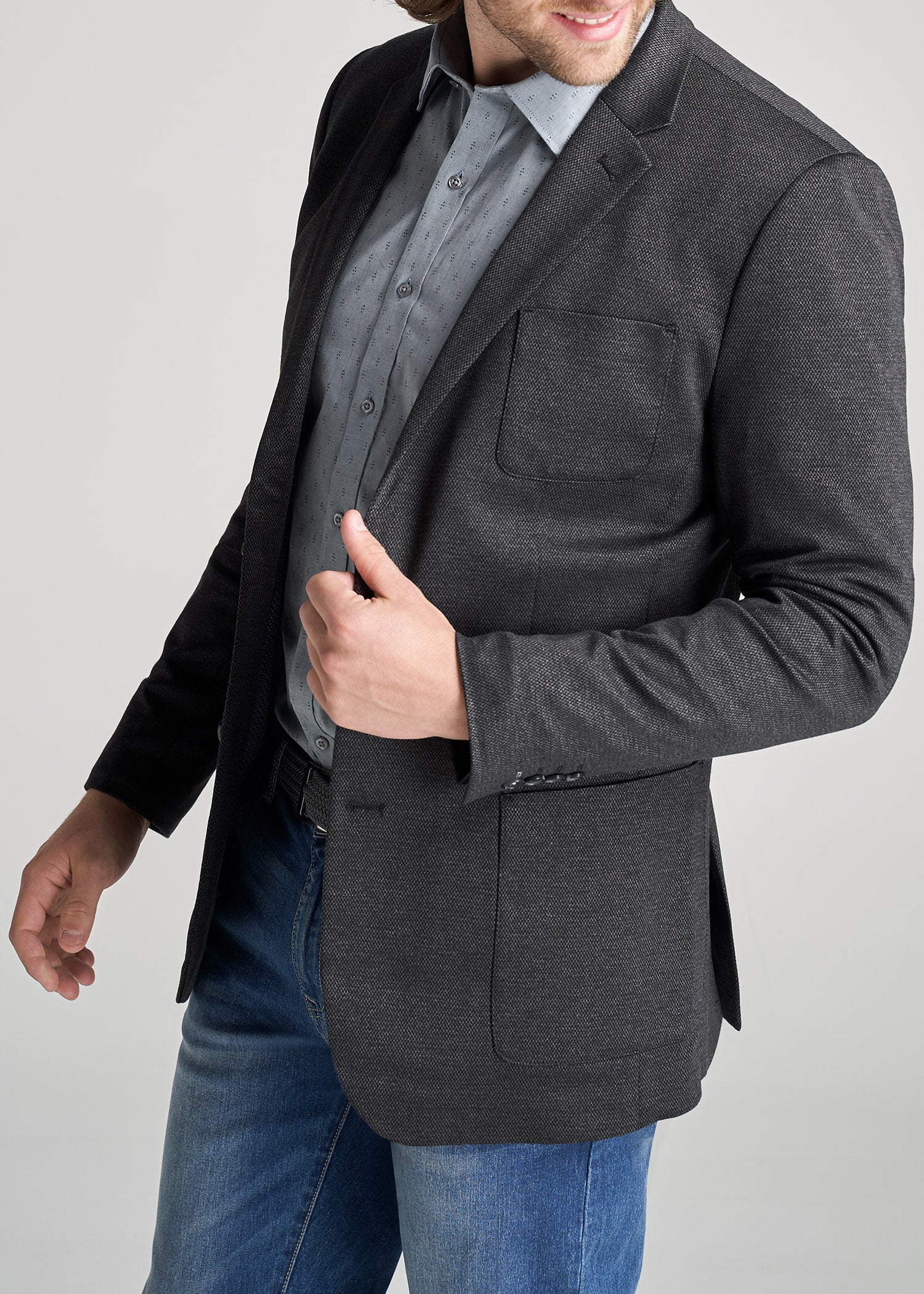 American-Tall-Men-Tall-Blazer-BlackSilverMix-side