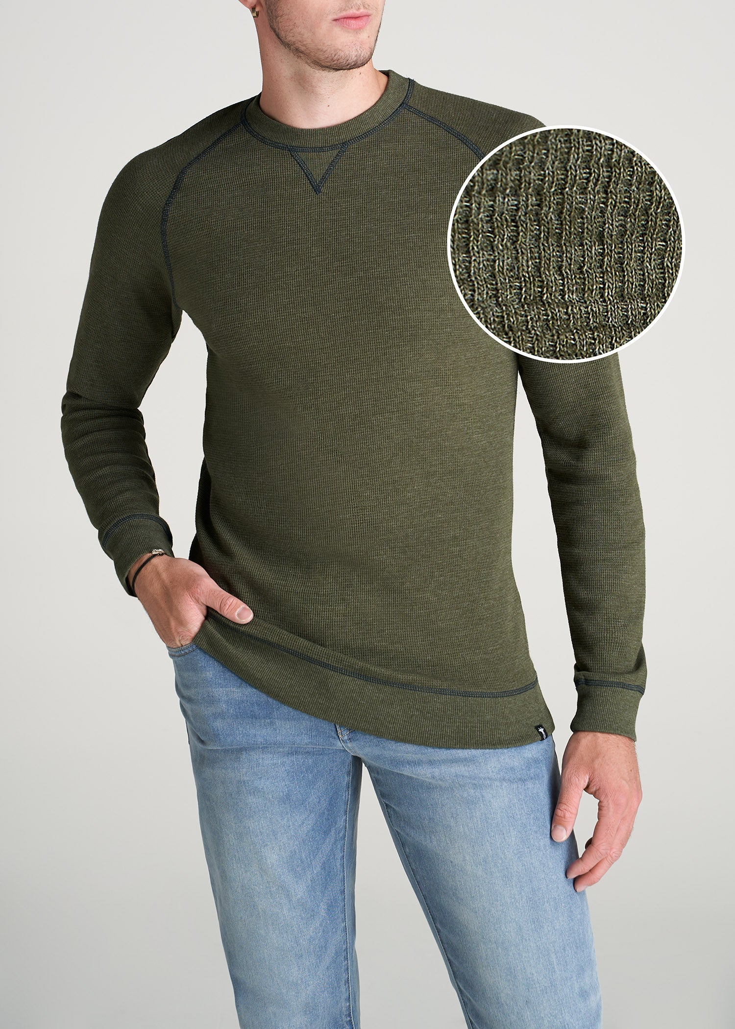 American-Tall-Men-Thermal-Raglan-LongSleeve-CamoGreenMix-front
