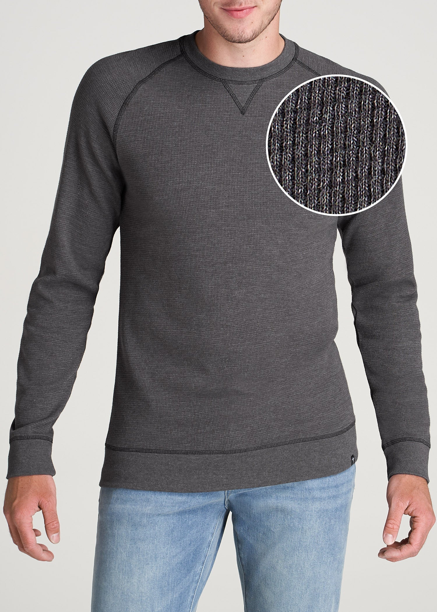 American-Tall-Men-Thermal-Raglan-LongSleeve-CharcoalMix-front