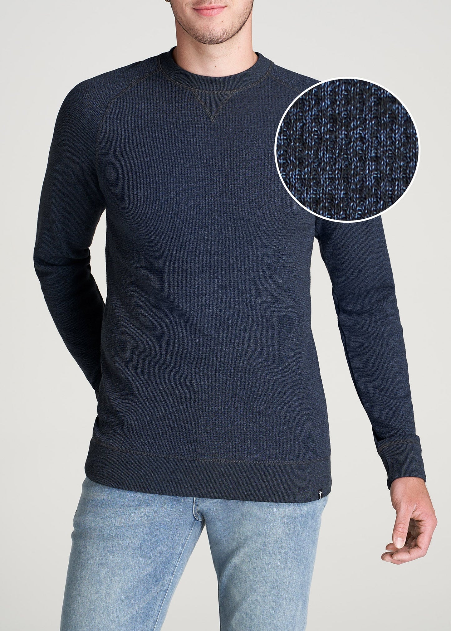 American-Tall-Men-Thermal-Raglan-LongSleeve-NavyMix-front
