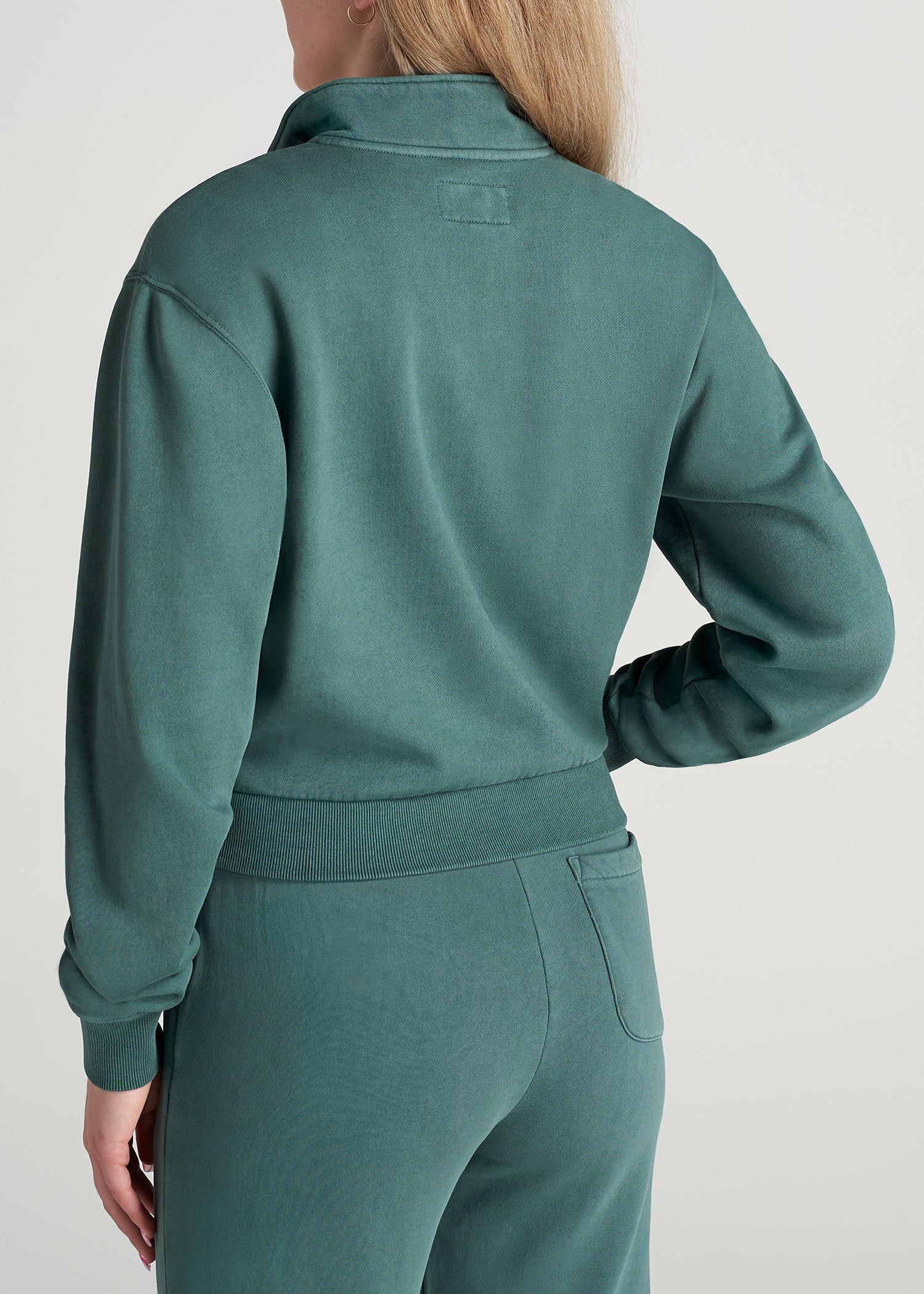 American-Tall-Women-80-20-HalfZip-GD-Sweatshirt-JuniperGreen-back