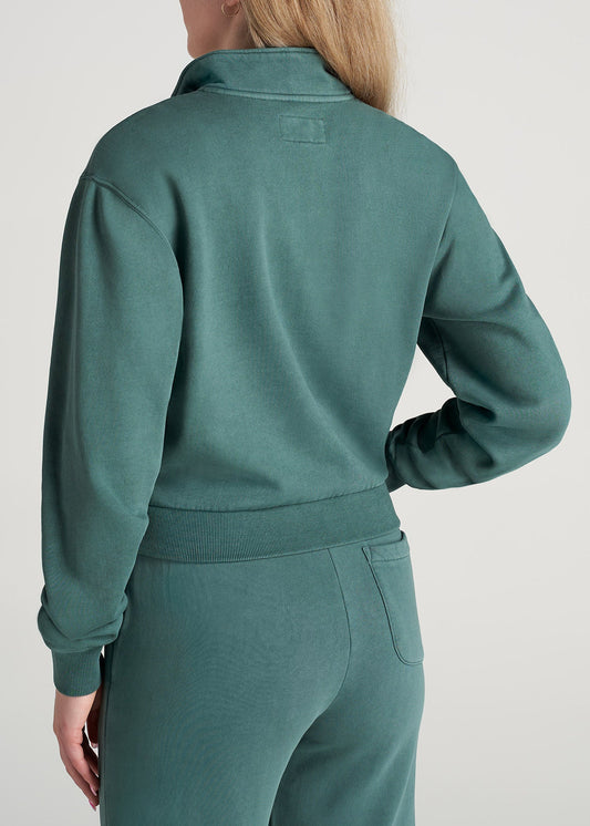 American-Tall-Women-80-20-HalfZip-GD-Sweatshirt-JuniperGreen-back