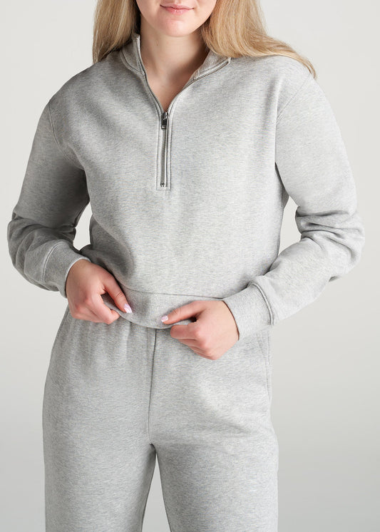 American-Tall-Women-8020-PD-HalfZip-Sweatshirt-GreyMix-front