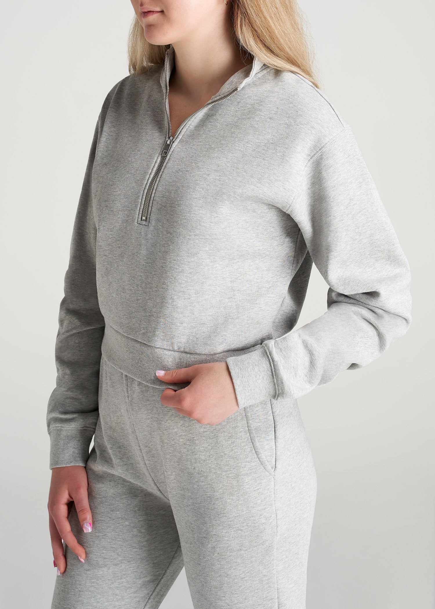 American-Tall-Women-8020-PD-HalfZip-Sweatshirt-GreyMix-side