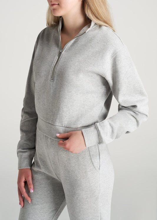 American-Tall-Women-8020-PD-HalfZip-Sweatshirt-GreyMix-side