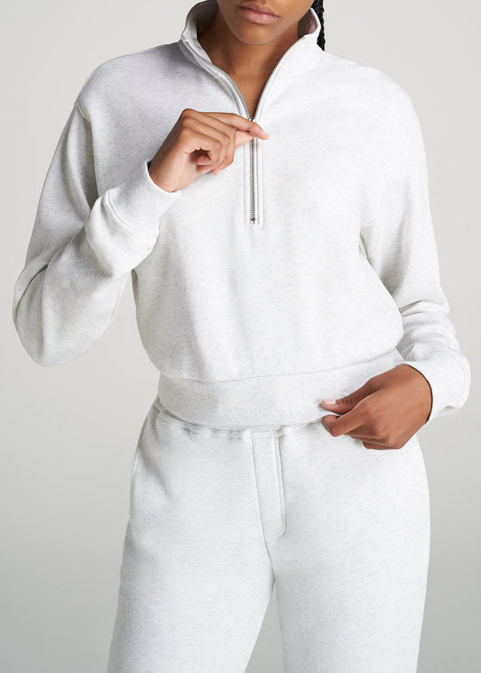 American-Tall-Women-8020-PD-HalfZip-Sweatshirt-HeatherCloudWhite-front