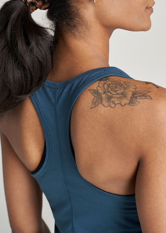 American-Tall-Women-Athletic-RacerBack-Tank-DeepWater-detail