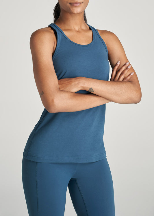 American-Tall-Women-Athletic-RacerBack-Tank-DeepWater-front