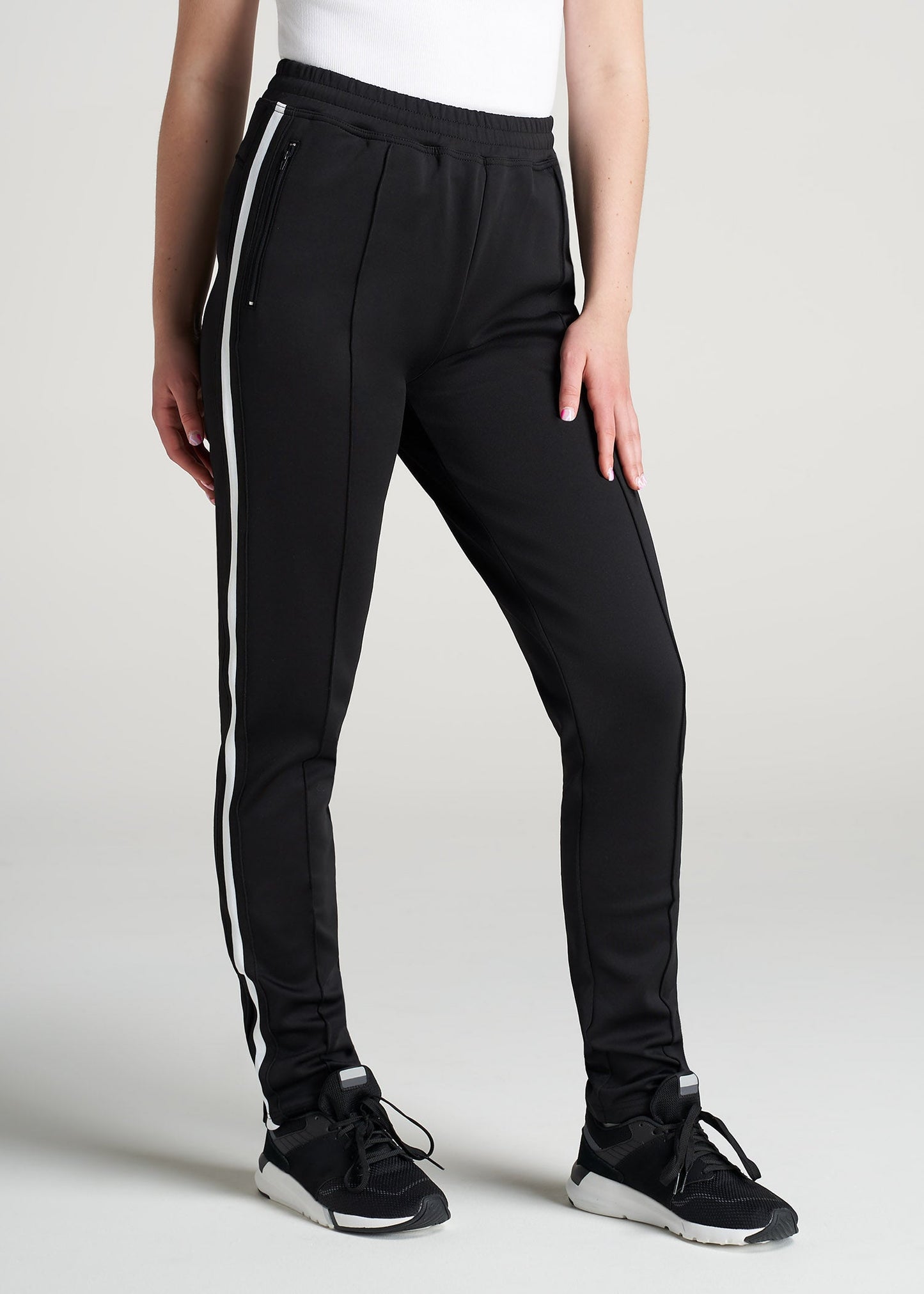 American-Tall-Women-Athletic-StripePant-Black_White-front