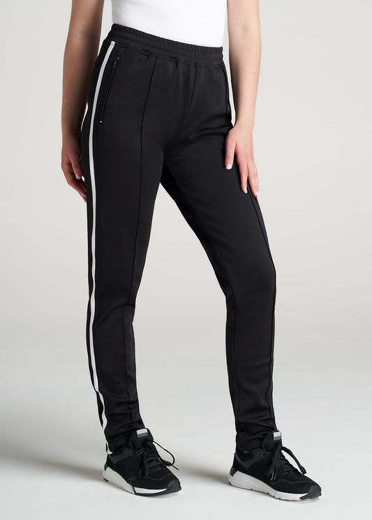 American-Tall-Women-Athletic-StripePant-Black_White-front