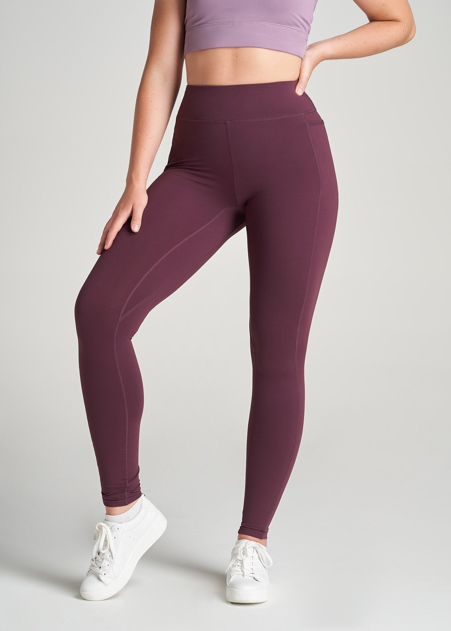 American-Tall-Women-Bella-OuterPocket-Leggings-BeetRoot-front