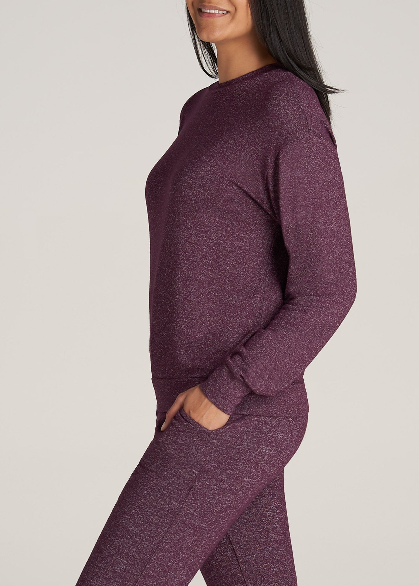    American-Tall-Women-COZY-Lounge-Crewneck-BeetrootMix-side
