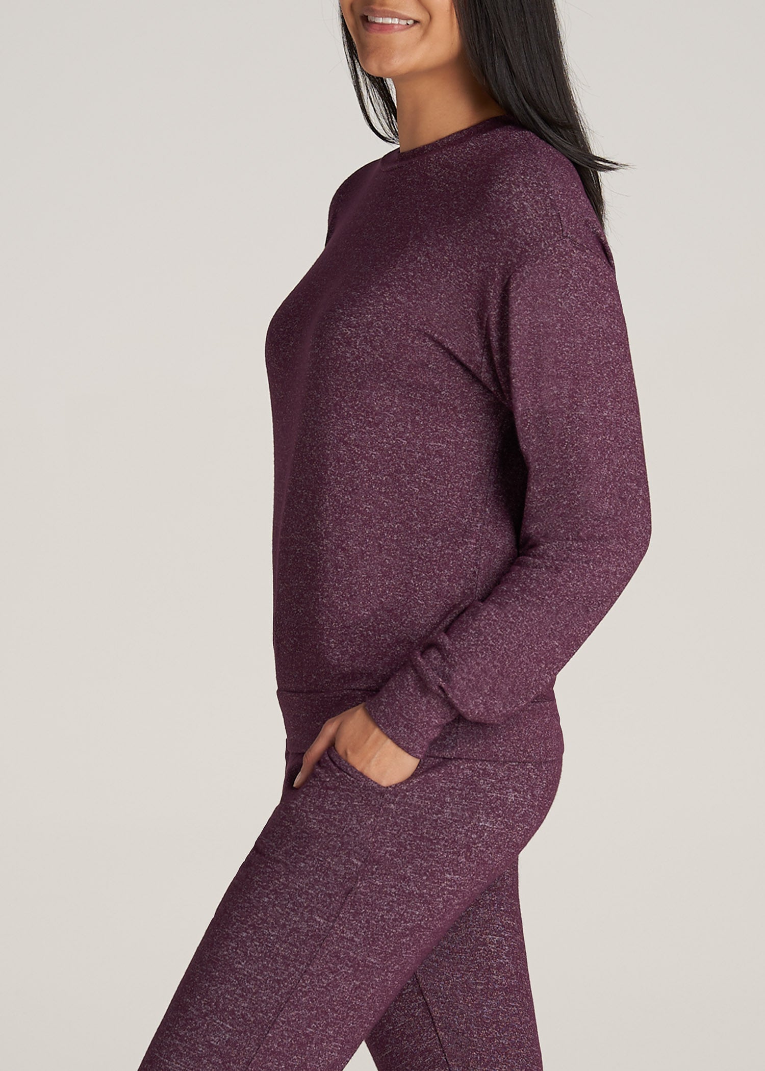    American-Tall-Women-COZY-Lounge-Crewneck-BeetrootMix-side