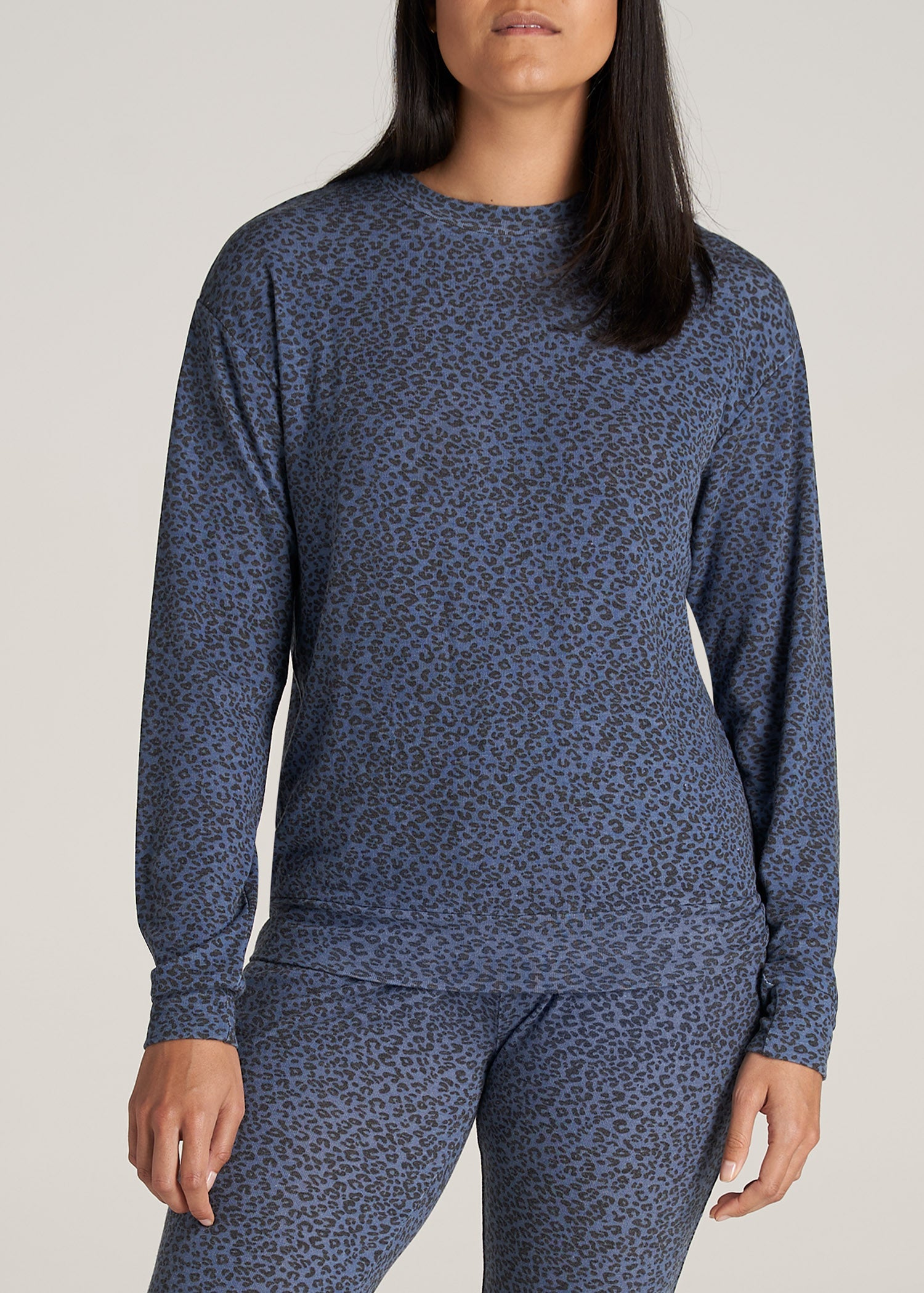    American-Tall-Women-COZY-Lounge-Crewneck-NavyLeopard-front