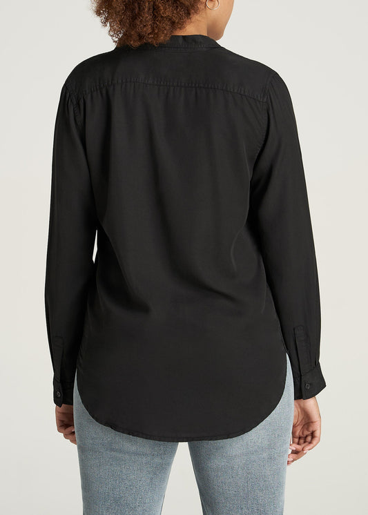    American-Tall-Women-Classic-Fit-Tencel-Shirt-Black-back