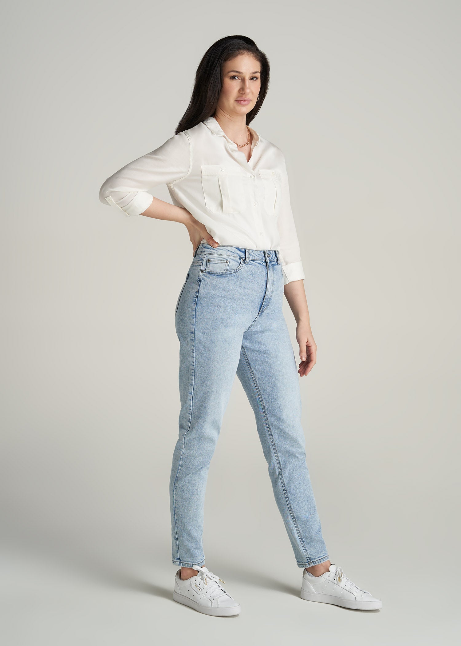 American-Tall-Women-Classic-Fit-Tencel-Shirt-Ivory-full