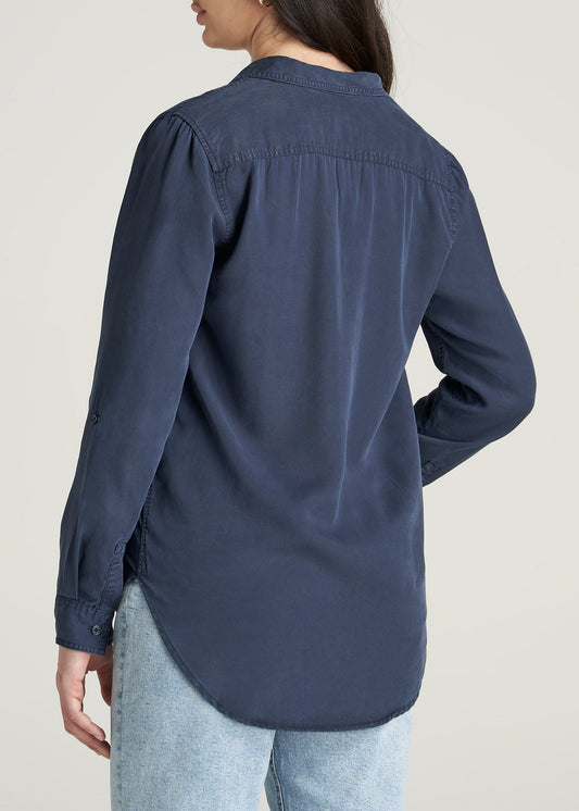       American-Tall-Women-Classic-Fit-Tencel-Shirt-Navy-back