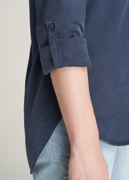    American-Tall-Women-Classic-Fit-Tencel-Shirt-Navy-detail