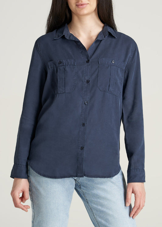    American-Tall-Women-Classic-Fit-Tencel-Shirt-Navy-front