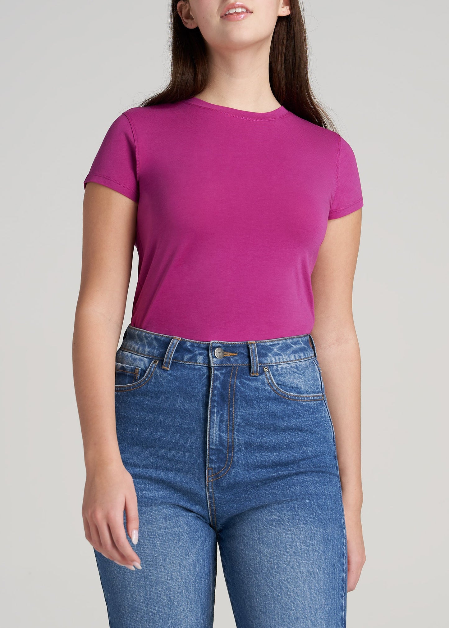    American-Tall-Women-CrewNeck-CapSleeveTee-PinkOrchid-front