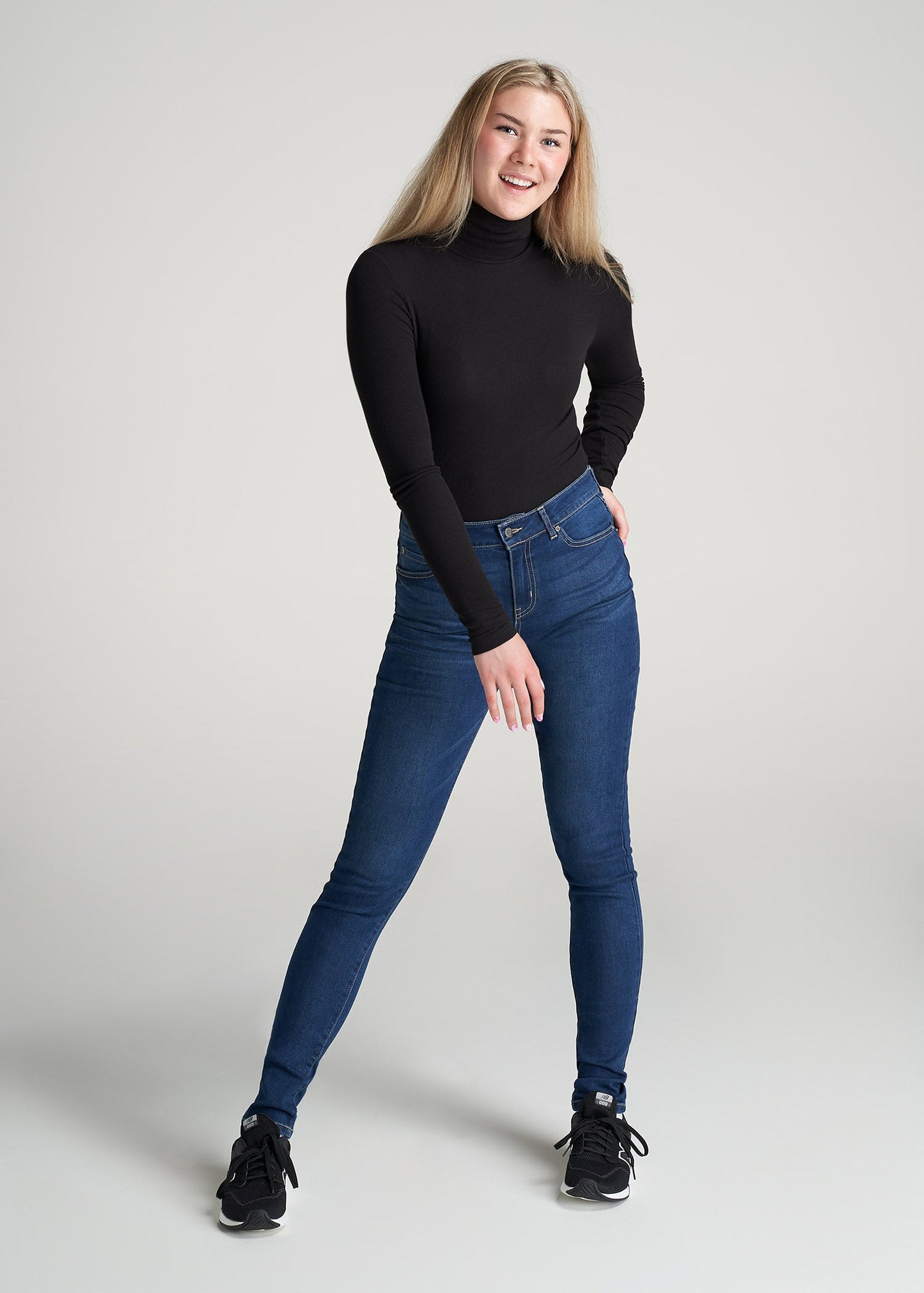 American-Tall-Women-Fitted-LongSleeve-Ribbed-TurtleNeck-Black-full