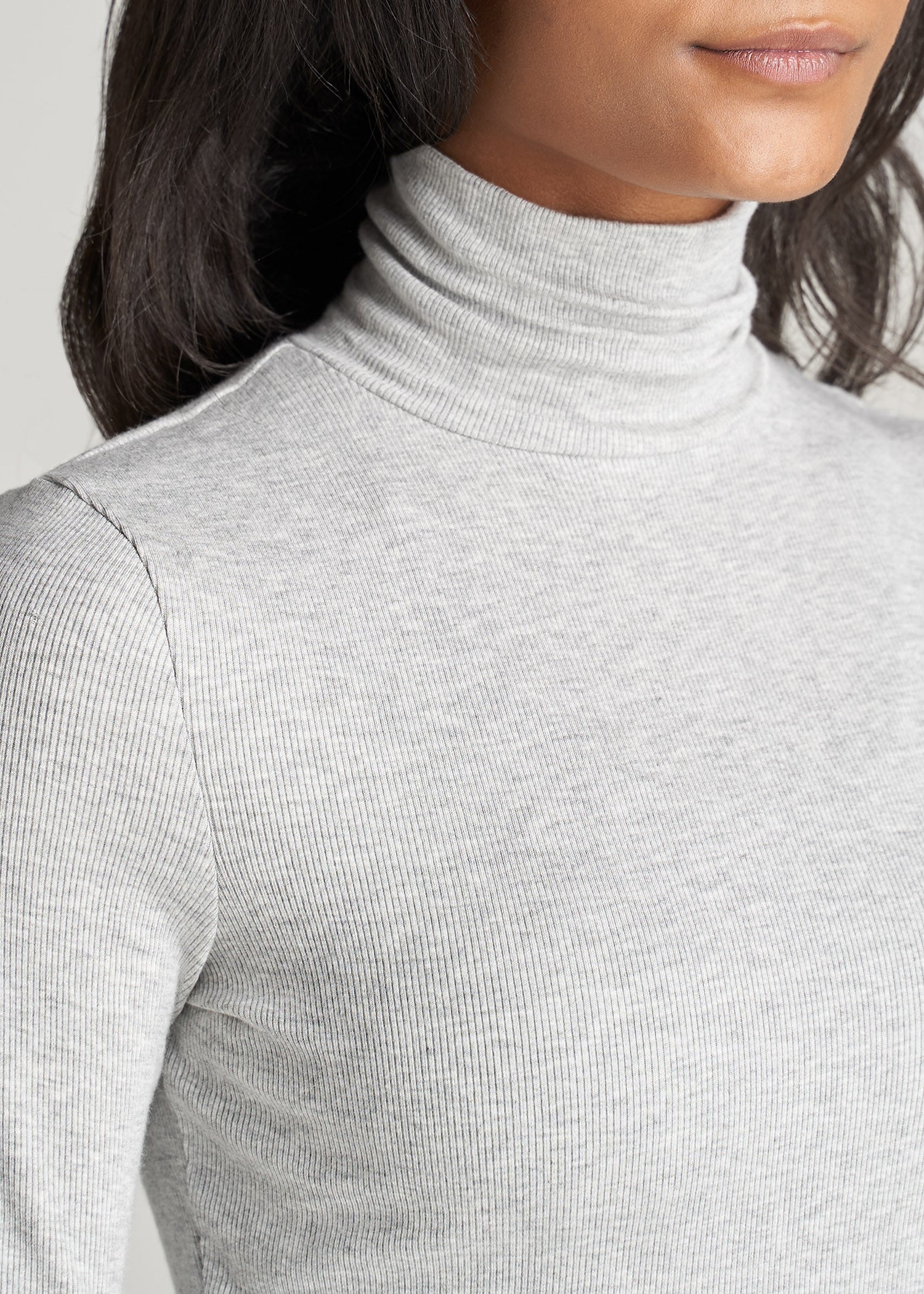 American-Tall-Women-Fitted-LongSleeve-Ribbed-TurtleNeck-GreyMix-detail