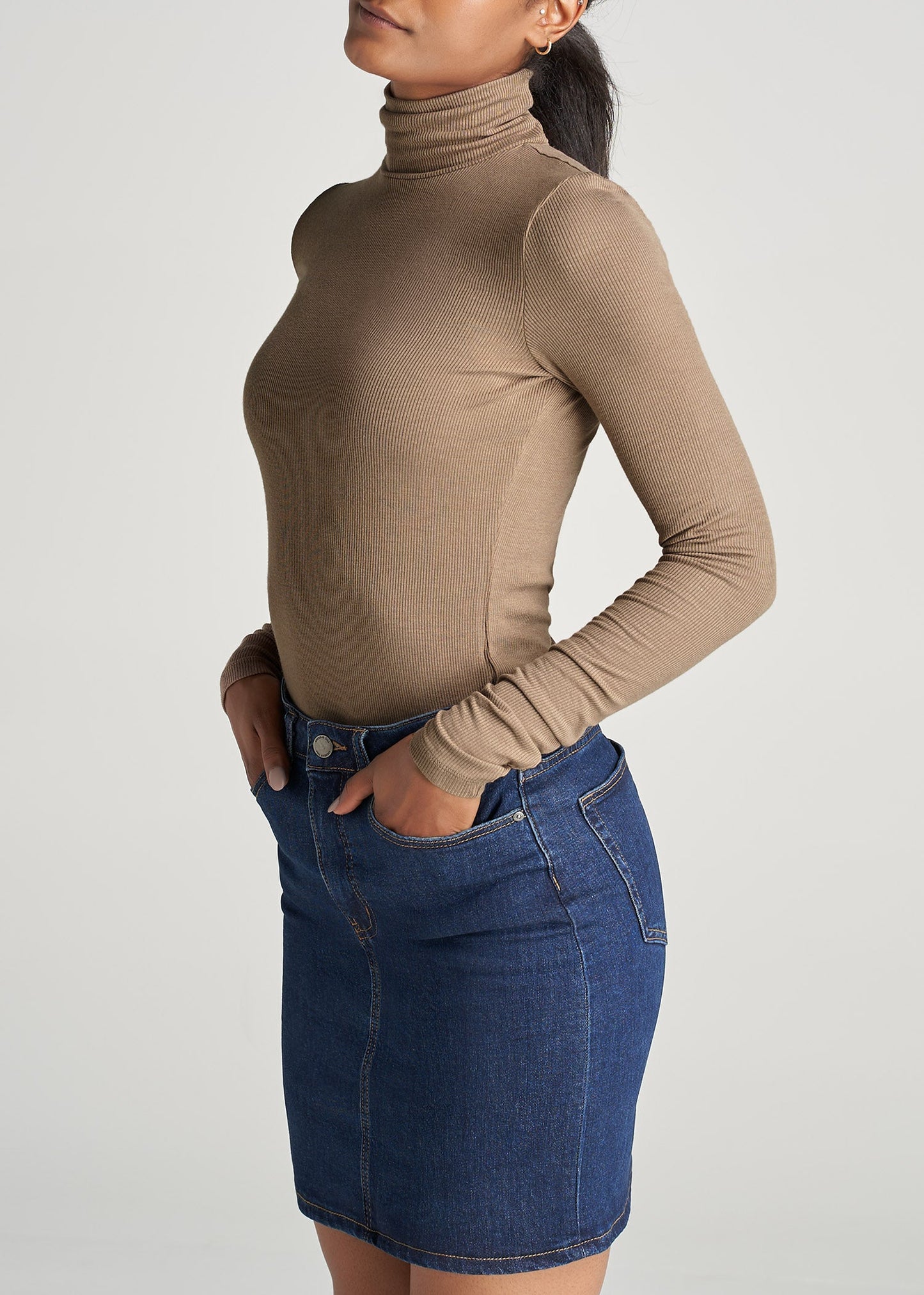 American-Tall-Women-Fitted-LongSleeve-Ribbed-TurtleNeck-Latte-side