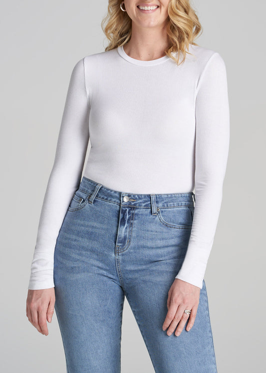     American-Tall-Women-FittedRIbbed-LongSleeve-Tee-White-front