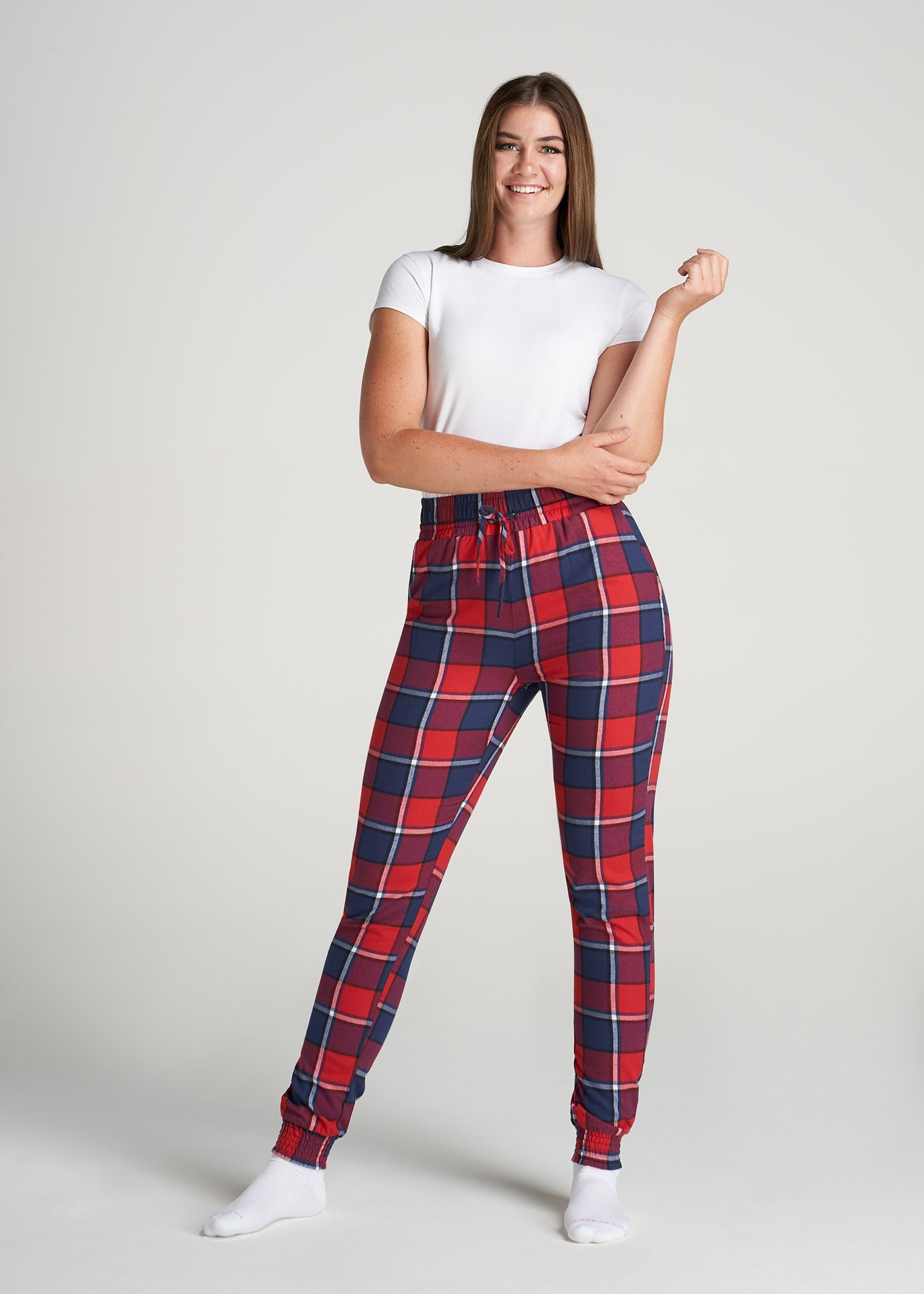 American-Tall-Women-Flannel-PJ-BlueRedPlaid-full